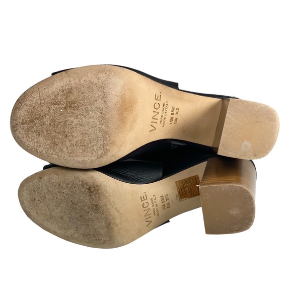 Vince Faye Leather Black Peep Bootie Sandals Size 6.5 - Picture 9 of 13